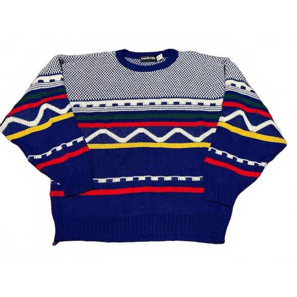Vintage Men's Van Heusen Patterned Knit Sweater XL - Picture 1 of 6